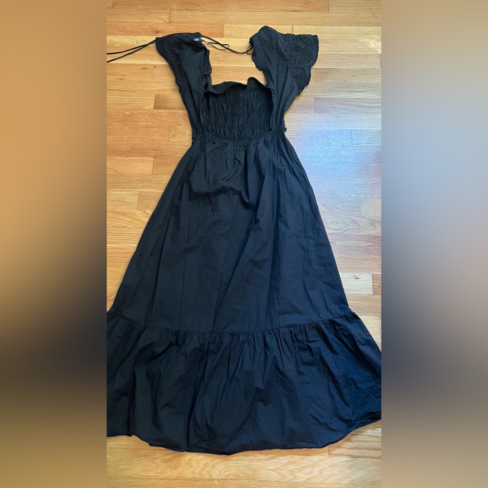Zara Black Maxi Dress with Ruffled Hem - Picture 6 of 6